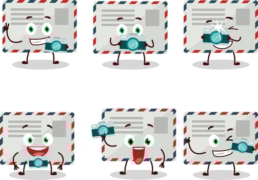 Photographer profession emoticon with envelope cartoon character vector