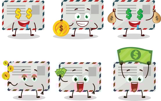 Envelope cartoon character with cute emoticon bring money vector