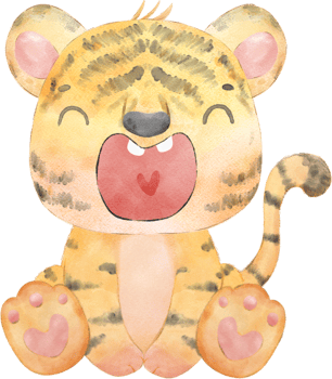 cute happy playful baby tiger watercolour kid animals wildlife cartoon painting illustration png