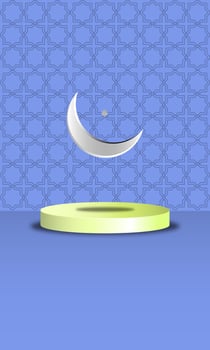 Islamic Ramadan Background with Islamic Ornament and 3D Podium Blue Color Mock Up Illustration EPS 10 vector