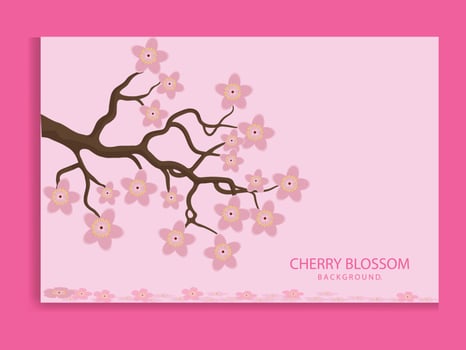 Japanese cherry blossom tree on pink background vector illustration.