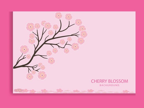 Japanese cherry blossom tree on pink background vector illustration.