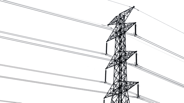 High voltage electric pylon steel structure on transparent background png