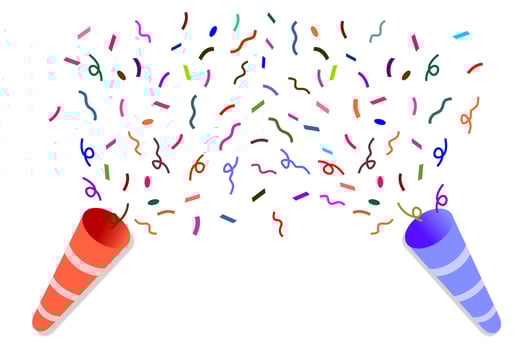 Cute party popper confetti. Two confetti explosion, firecracker. vector