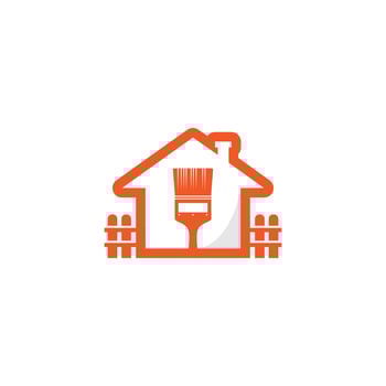 color house logo with a paint brush in the middle vector
