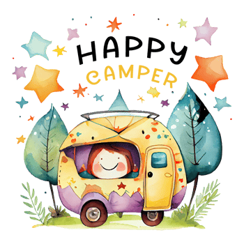 Watercolor colorful cute camper. Isolated transparent background. png