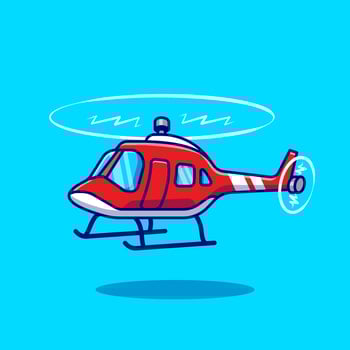 Helicopter Cartoon Vector Icon Illustration Air Transportation Icon Concept Isolated Premium Vector. Flat Cartoon Style