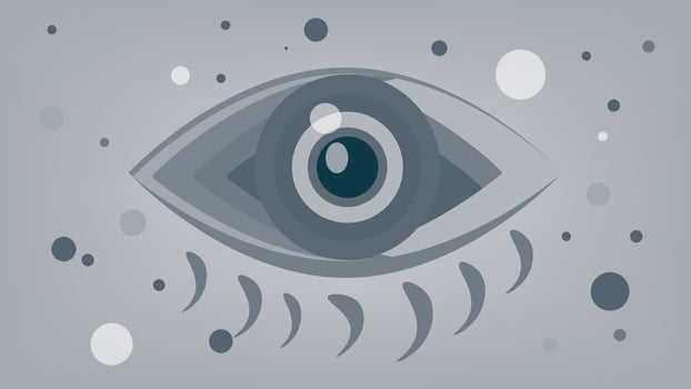Monochrome eye ball with bubbles vector illustration