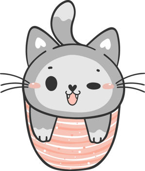 cute kawaii playful kitten cat in ceramics coffee mug cartoon doodle drawing png