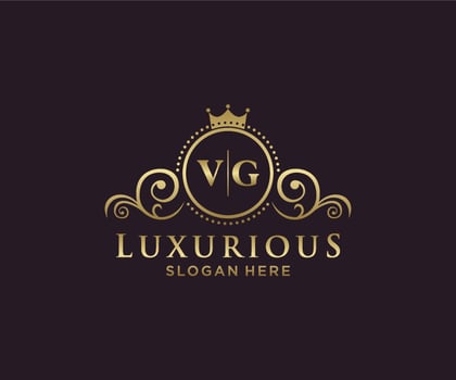 Initial VG Letter Royal Luxury Logo template in vector art for Restaurant, Royalty, Boutique, Cafe, Hotel, Heraldic, Jewelry, Fashion and other vector illustration.