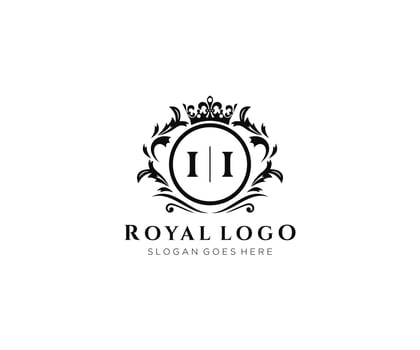 Initial II Letter Luxurious Brand Logo Template, for Restaurant, Royalty, Boutique, Cafe, Hotel, Heraldic, Jewelry, Fashion and other vector illustration.