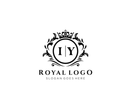 Initial IY Letter Luxurious Brand Logo Template, for Restaurant, Royalty, Boutique, Cafe, Hotel, Heraldic, Jewelry, Fashion and other vector illustration.