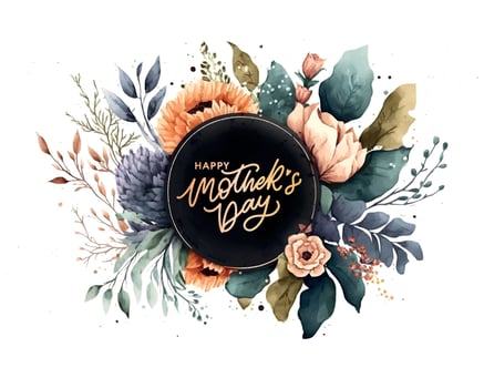 Happy Mother's Day Watercolor frame with vintage flowers for the holiday Wallpaper, invitation, posters, brochure, voucher discount, menu vector