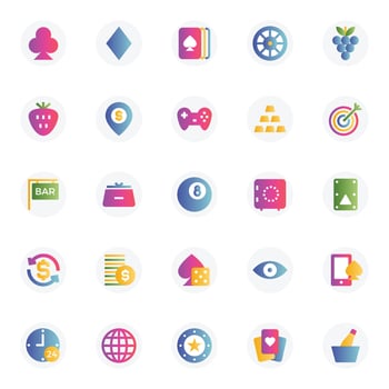 Gradient icons for Gambling. vector