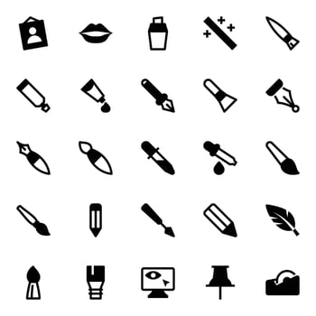 Glyph icons for Graphic design. vector