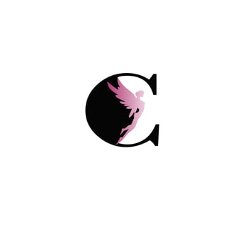 letter C logo design with fairy image as decoration vector