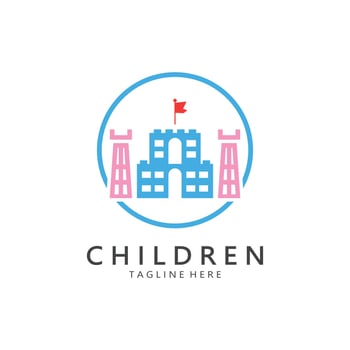 kindergarten logo design simple vector template icon illustration,for education,playgroup,children's learning home,children's school with a modern concept