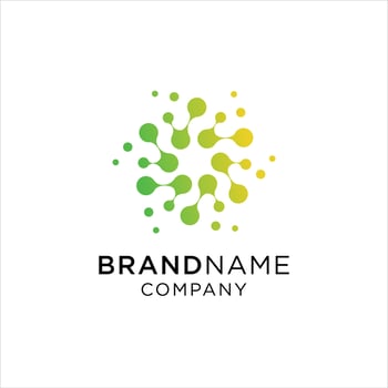 Advanced analysis data base Logo symbol. Development of artificial intelligence sign. Abstract innovative high tech logo template. Colorful round icon from circles. Smart computer, machine learning vector