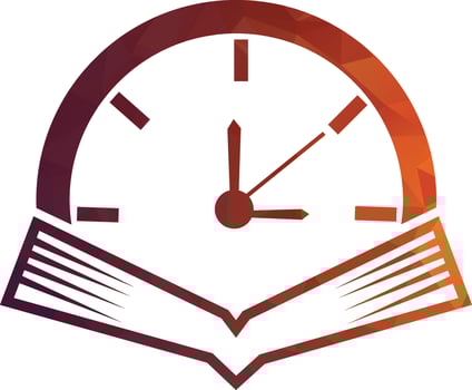 Book Time vector logo template. This design use watch or clock symbol.