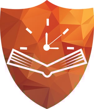 Book Time vector logo template. This design use watch or clock symbol.