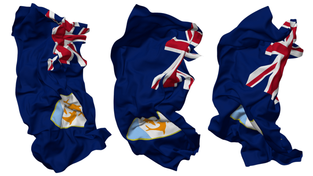 Anguilla Flag Waves Isolated in Different Styles with Bump Texture, 3D Rendering png