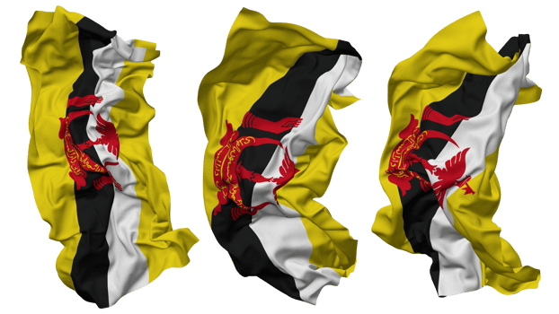 Brunei Flag Waves Isolated in Different Styles with Bump Texture, 3D Rendering png
