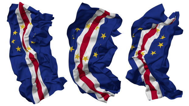 Cape Verde, Cabo Verde Flag Waves Isolated in Different Styles with Bump Texture, 3D Rendering png