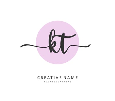 K T KT Initial letter handwriting and  signature logo. A concept handwriting initial logo with template element. vector