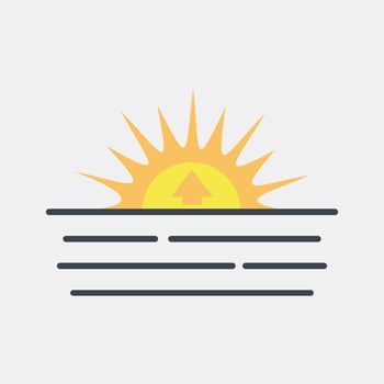 Icon sunrise. Weather elements symbol. Icons in flat style. Good for prints, web, smartphone app, posters, infographics, logo, sign, etc. vector
