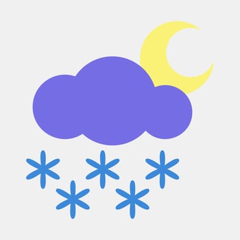 Icon snowing night. Weather elements symbol. Icons in flat style. Good for prints, web, smartphone app, posters, infographics, logo, sign, etc. vector