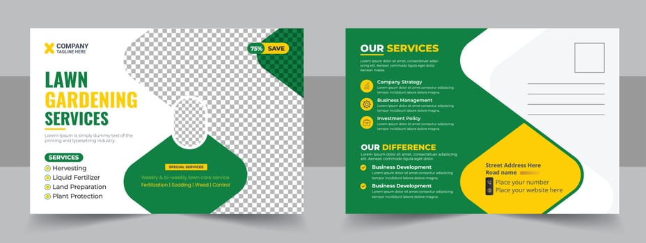 agro firm postcard template design vector