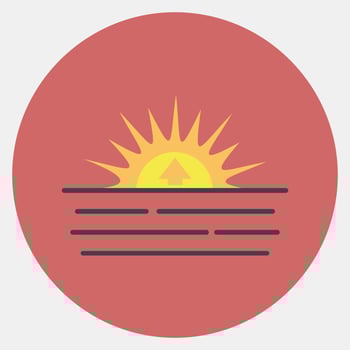 Icon sunrise. Weather elements symbol. Icons in color mate style. Good for prints, web, smartphone app, posters, infographics, logo, sign, etc. vector