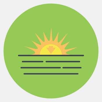 Icon sunset. Weather elements symbol. Icons in color mate style. Good for prints, web, smartphone app, posters, infographics, logo, sign, etc. vector