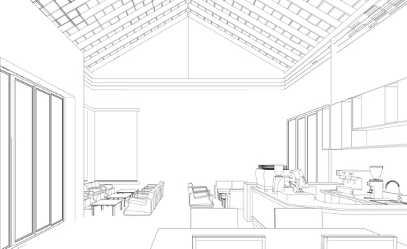 3D illustration of coffee shop vector