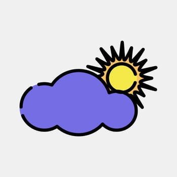 Icon partly cloudy. Weather elements symbol. Icons in filled line style. Good for prints, web, smartphone app, posters, infographics, logo, sign, etc. vector