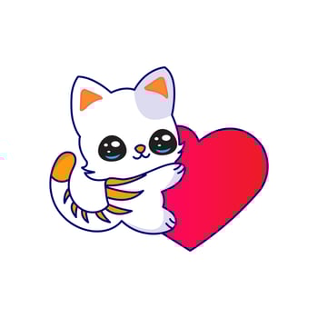 cute cat with love heart cartoon vector icon illustration