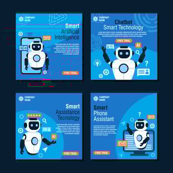 Chat AI Bot Social Media Post Template vector