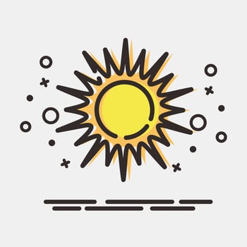 Icon sunny. Weather elements symbol. Icons in MBE style. Good for prints, web, smartphone app, posters, infographics, logo, sign, etc. vector