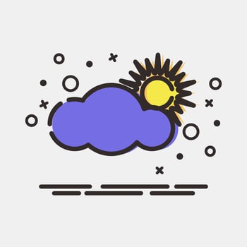 Icon partly cloudy. Weather elements symbol. Icons in MBE style. Good for prints, web, smartphone app, posters, infographics, logo, sign, etc. vector