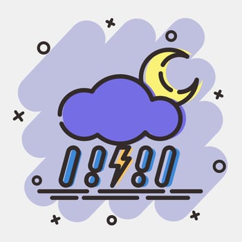 Icon thunder storm night. Weather elements symbol. Icons in comic style. Good for prints, web, smartphone app, posters, infographics, logo, sign, etc. vector