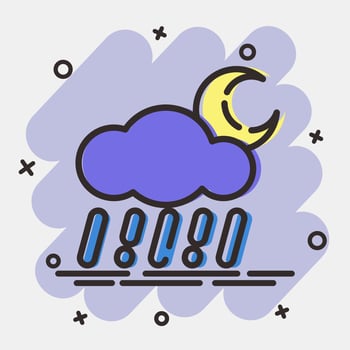 Icon rainy night. Weather elements symbol. Icons in comic style. Good for prints, web, smartphone app, posters, infographics, logo, sign, etc. vector