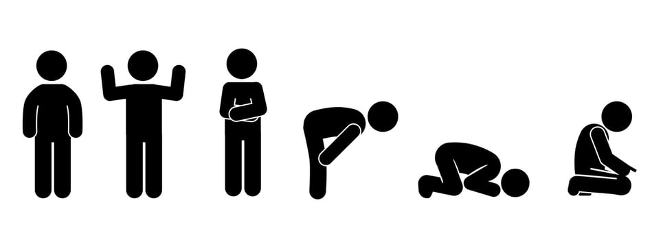 illustration of a Muslim praying, illustration of a Muslim prayer movement vector