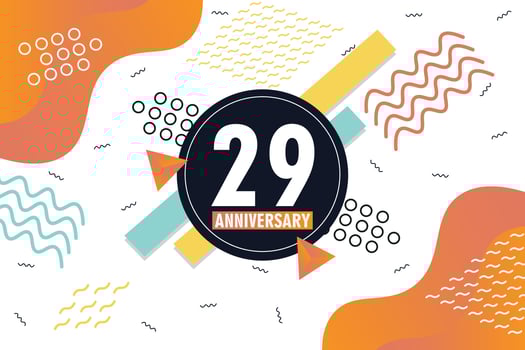 th anniversary celebration logotype with colorful abstract background design with geometrical shapes vector design