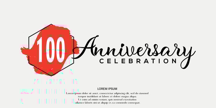 100th years anniversary celebration logo red color brush design with black color font template vector design