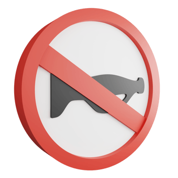 3D render no horn sign icon isolated on transparent background, red mandatory sign png