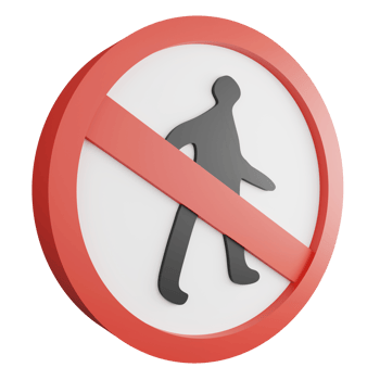 3D render no pedestrian sign icon isolated on transparent background, red mandatory sign png