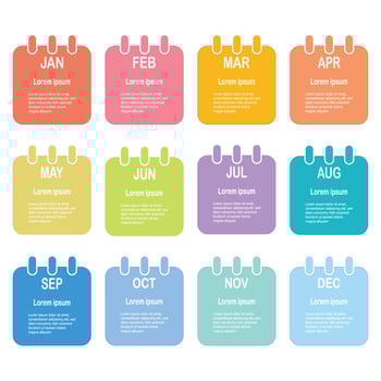 Infographic 12 steps Timeline in 1 year template business data illustration vector