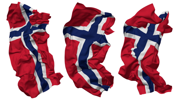 Norway Flag Waves Isolated in Different Styles with Bump Texture, 3D Rendering png