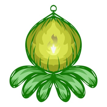 Illustration of a green lantern with a yellow flame on the theme of Ramadan, Eid al-Fitr and Eid al-Adha vector