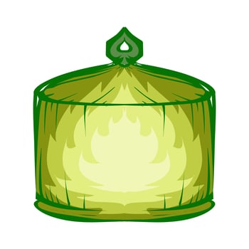 Illustration of a green lantern with a yellow flame on the theme of Ramadan, Eid al-Fitr and Eid al-Adha vector